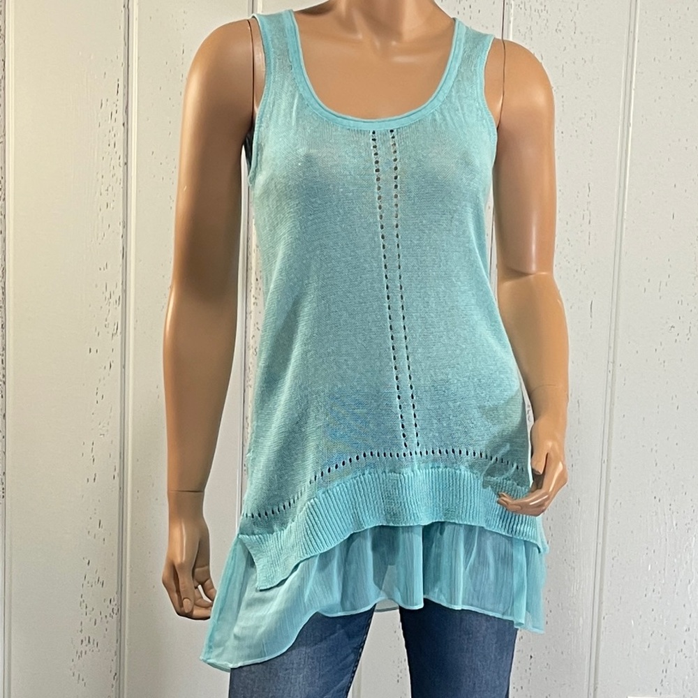 *August Moon Women's Light Blue Knit Tank Top Sz S - Picture 4 of 7